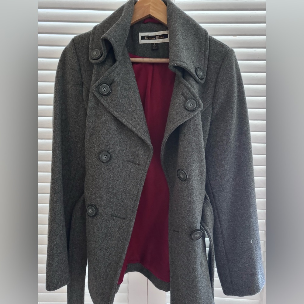 Kristen Blake 100% wool pea coat - charcoal gray